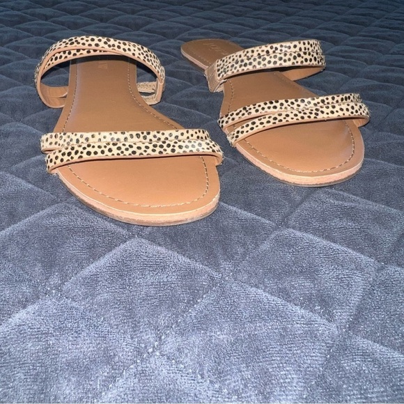J. Crew Sandals Women 8 Tan Calf Hair Animal Print open toe Shoe - Picture 3 of 7